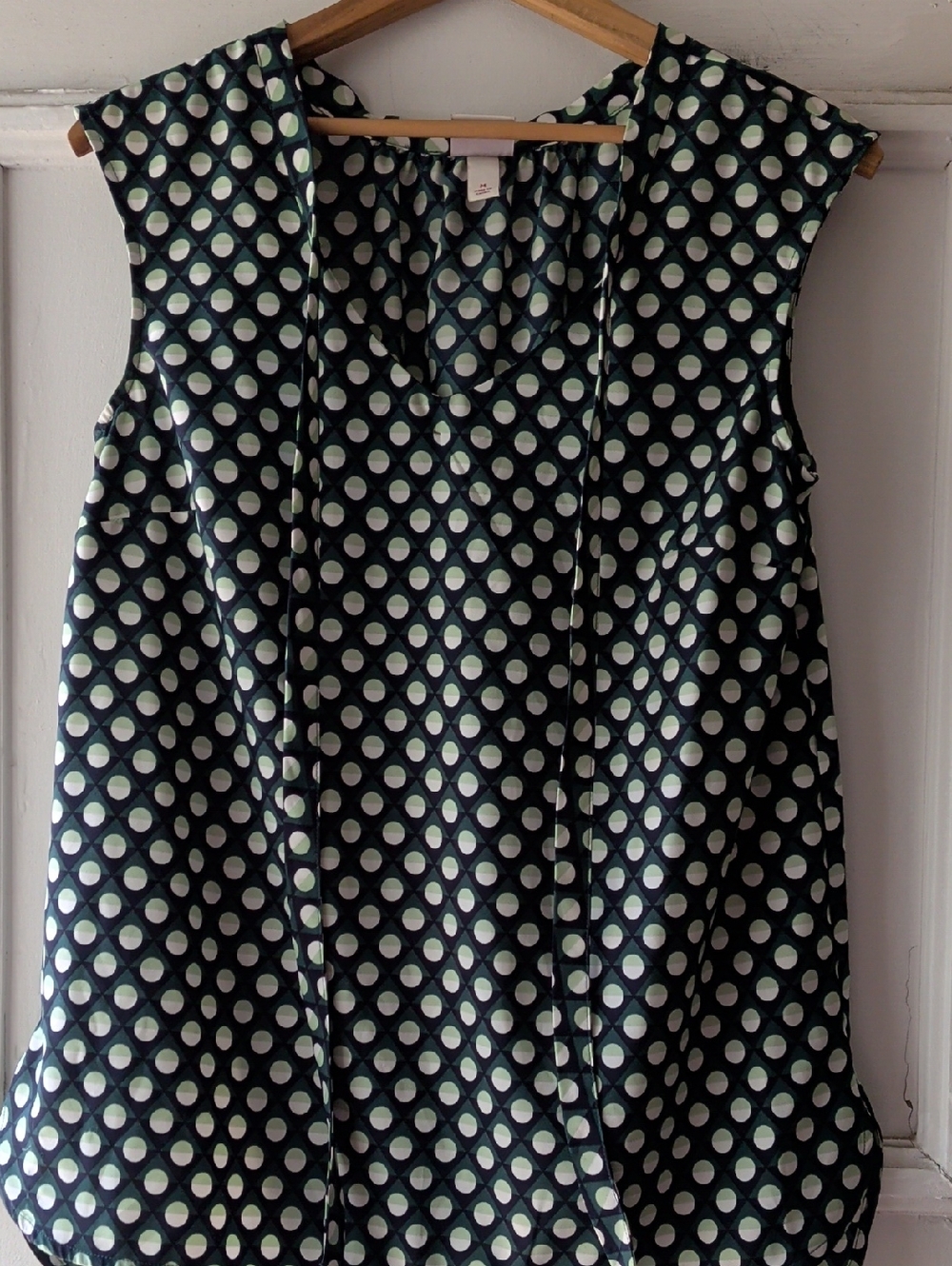 Merona Navy Sleeveless Tunic with Mint and White Polka Dots